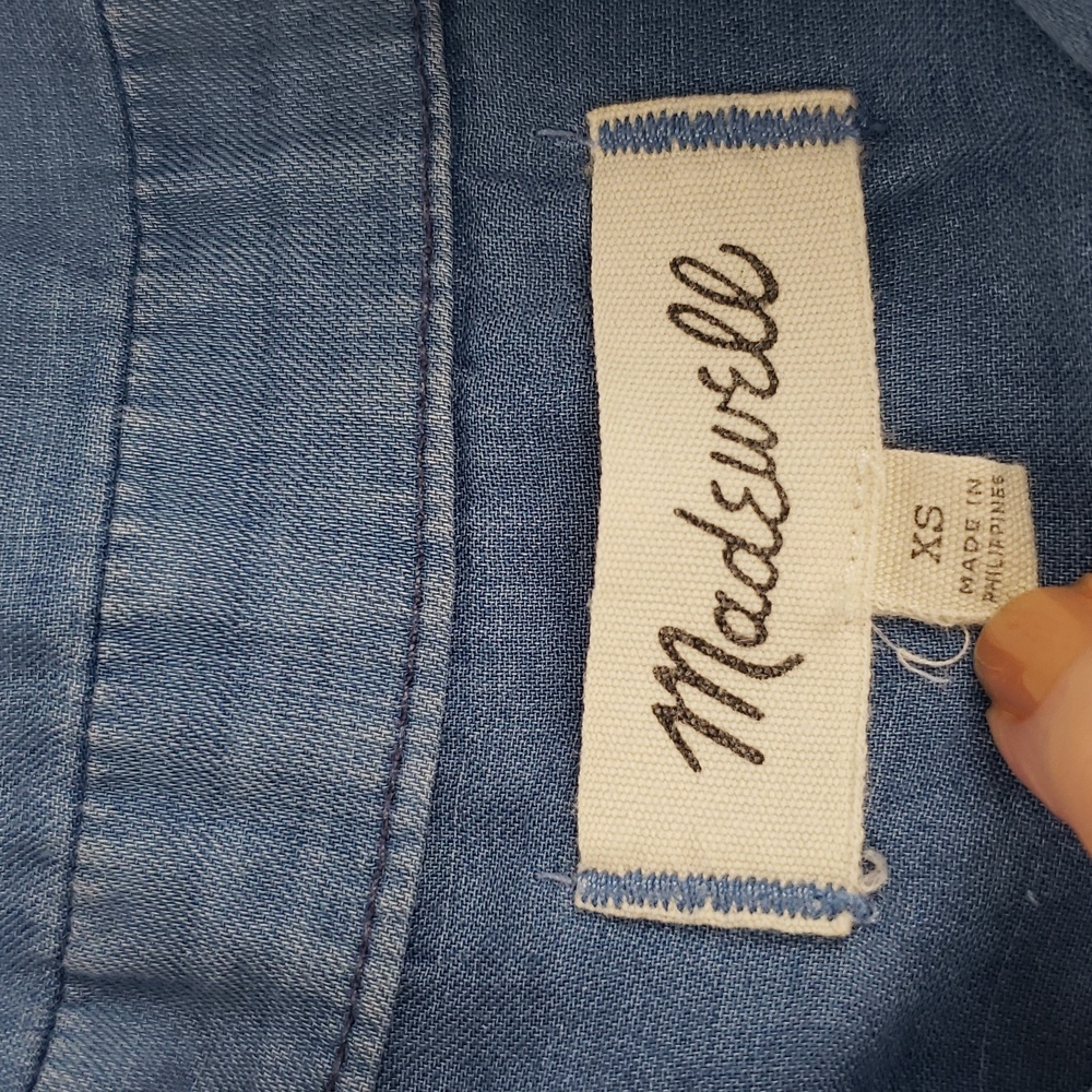 Madewell Central Drapey Button Front Shirt Size XS Bright Indigo Oversized - Picture 4 of 9